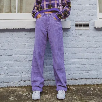 Violetinė Velvetas Y2K Sweatpants Pločio Kojų Kelnės Moterims Aukšto Juosmens Mados Rudenį 2020 M. Derliaus 90s Ilgio Tiesios Kelnės Moteriška