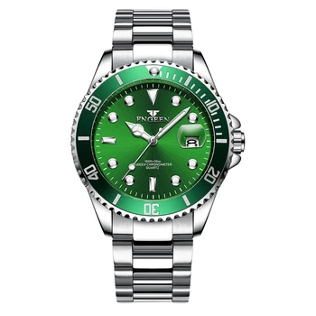 Vyriški Laikrodžiai Prekės FNGEEN Šviesos Žalia Dizainas Unikalus Vandeniui Verslo Laikrodis Vyrų Laikrodis Plieno Data Kvarco Žiūrėti