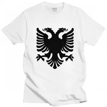 Vėliava Albanija Erelis Marškinėliai Vyrams Medvilnės albanijos Pasididžiavimas Tee Viršūnės Apvalios Kaklo Vasaros marškinėliai trumpomis Rankovėmis Atsitiktinis Marškinėlius Dovanų