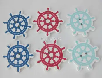 WBNVGN 100 vienetų Multi formos dekoratyvinis amatų mygtukai mediniai tapybos sailor mygtuką 