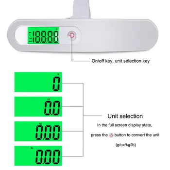 Yieryi LCD Skaitmeninių Elektroninių Nešiojamų Bagažo Masto Kelionės Nešiojamų Masto 0-50kg su Gramas Vieneto Nešiojamų Masto