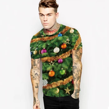 YX MERGINA Kalėdų stiliaus marškinėliai 2018 m. Vasaros Naujas Mados t shirts Kalėdų eglutė ir saldainiai Spausdinti 3d vyriški moteriški marškinėliai SD-1