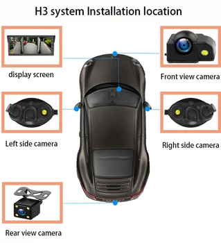 Zhidao-T6 360 panoraminio vaizdo kameros sistema 3 padalinti ekraną iš šono transporto priemonės, automobilių kameros