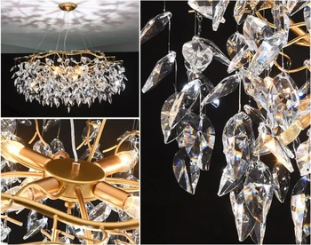 Šviestuvo blizgesio kristalų lempos aukso filialas lempos lamparas modernas salones viešbutis grandes modernios led šviestuvo