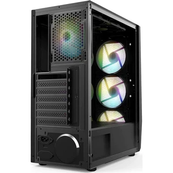 Žaidimų atveju HiPER ORO-4RGB žaidimų atveju juoda (ATX, grūdintas stiklas, RGB, ventiliatorius 4x120 mm, 1xUSB, HD Audio)
