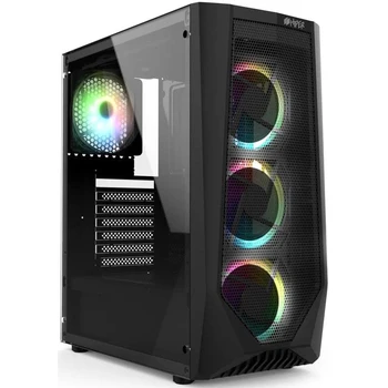 Žaidimų atveju HiPER ORO-4RGB žaidimų atveju juoda (ATX, grūdintas stiklas, RGB, ventiliatorius 4x120 mm, 1xUSB, HD Audio)