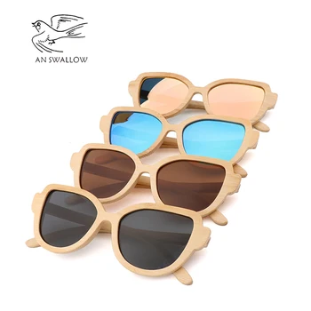 Žalia ir originalus bambuko ir medžio retro mados moteriški akiniai nuo saulės, poliarizuoti akiniai nuo saulės UV UV400 apsaugos ultimate