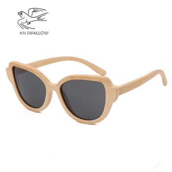 Žalia ir originalus bambuko ir medžio retro mados moteriški akiniai nuo saulės, poliarizuoti akiniai nuo saulės UV UV400 apsaugos ultimate